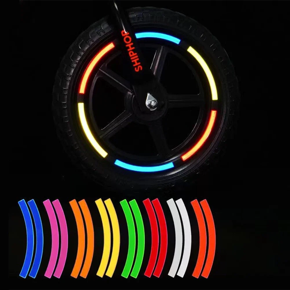 12PCS/Sheet Color Kids Balance Bike Reflective Sticker Night Riding Warning Lattice Reflective Strip For 12-14 