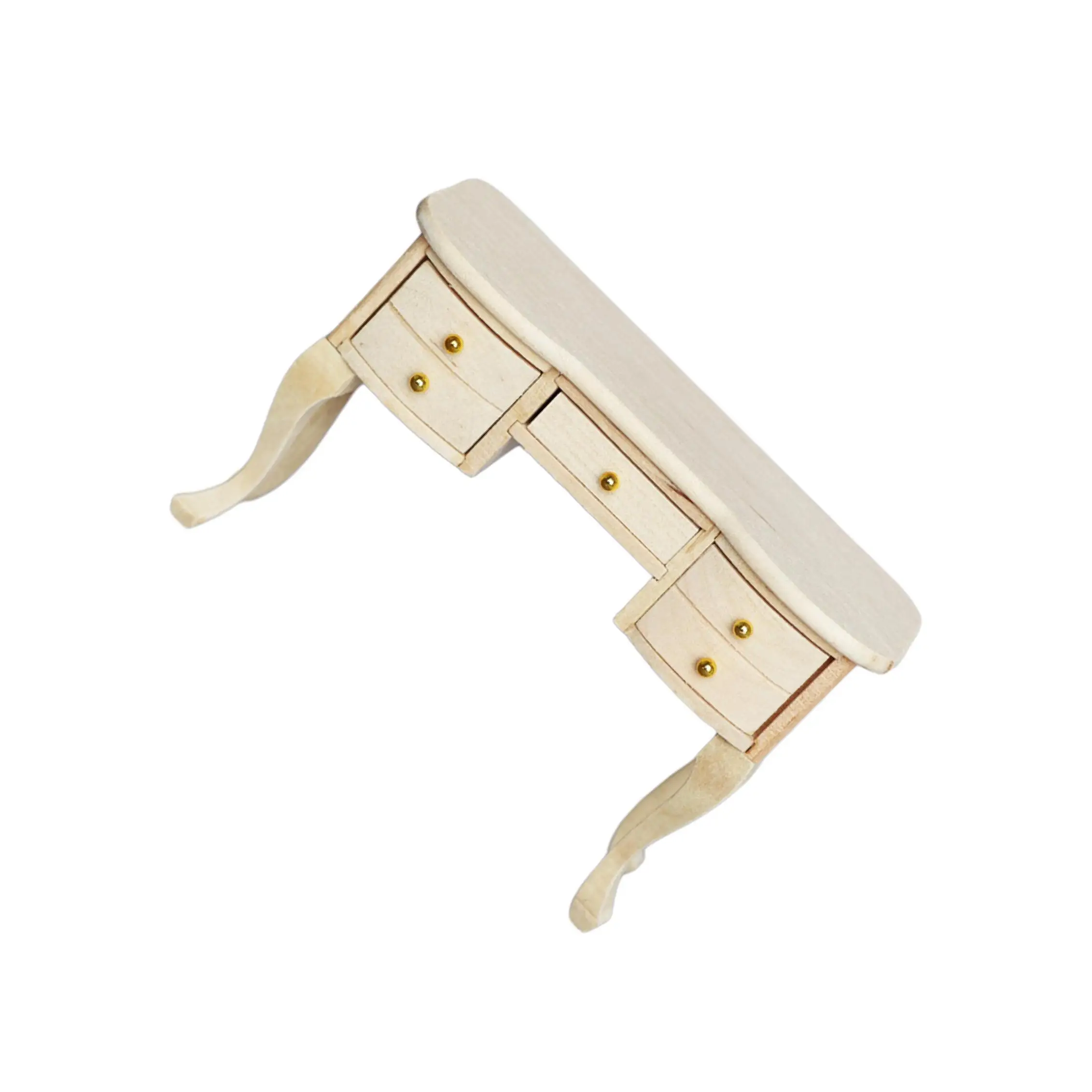 

Wooden 1:12 Dollhouse Miniature Unpainted Desk Pretend Play for Home Bedroom