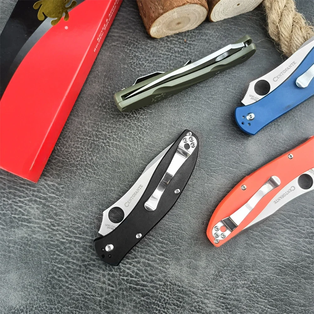 High Quality Centofante 3 Folding Knife D2 Plain Blade Nylon Fiber Handles Pocket Camping Hunting Tactical Knives EDC Multitool