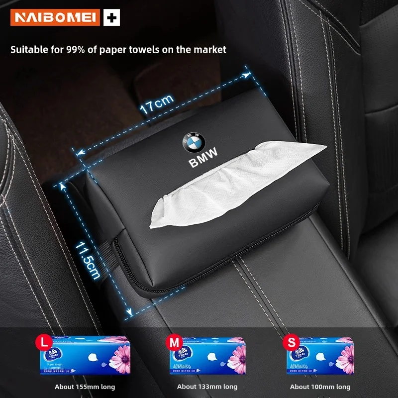 Car Tissue Box Leather Holder For BMW Emblem E30 E36 E38 E39 E46 E60 E61 E70 X1 X3 X4 X5 X6 Seat Back Tissue Case