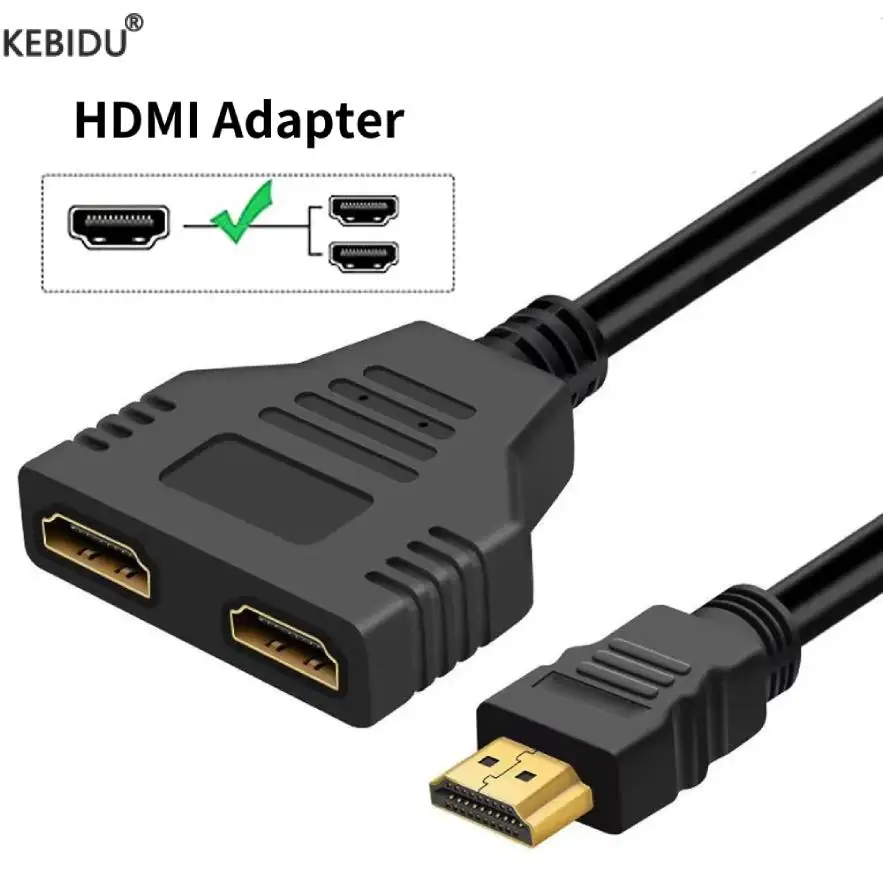 HDMI Splitter Adapter Cable 1 Male To 2 Way Female HDMI  Y Splitter Cable for Laptop TV Monitor 1080P HDMI-compatible Splitter