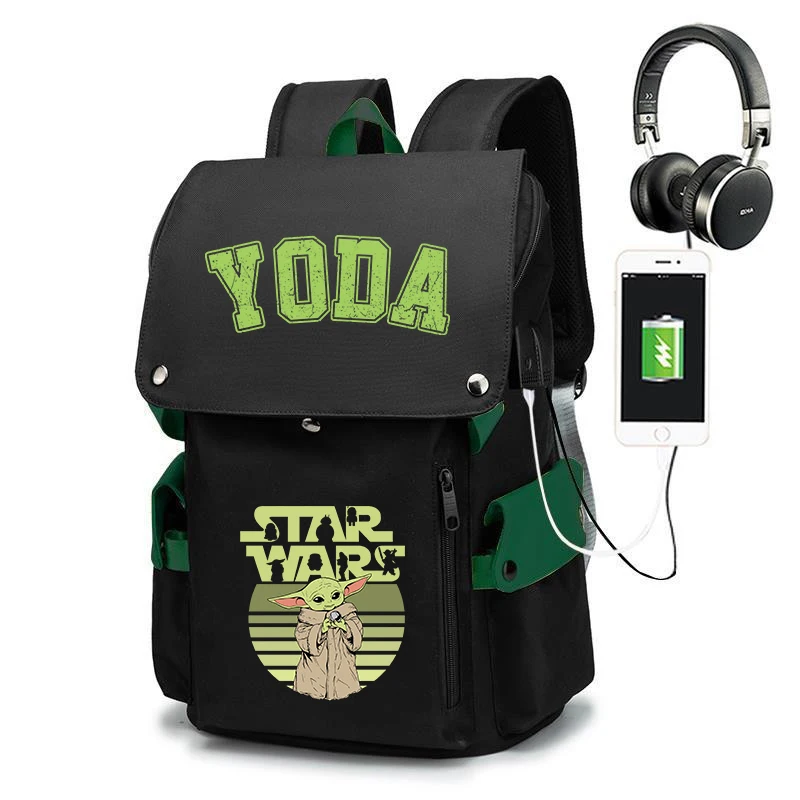 スターウォーズ-ヨーダ-ベビープリント-学生バックパック-大容量-ラップトップブックバッグ-男の子-女の子-学校旅行用