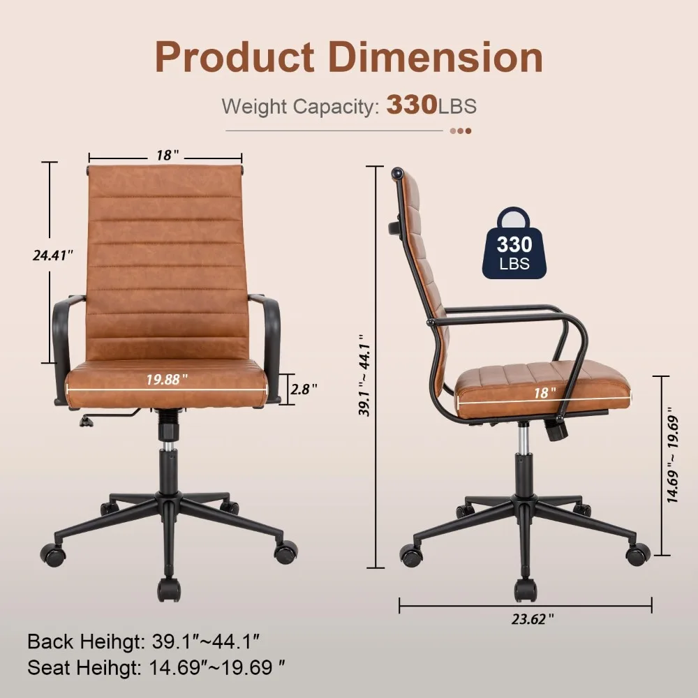 Office Desk Chair Conference Room Chairs, Modern Ergonomic Executive Swivel Chair, Adjustable Height PU Leather