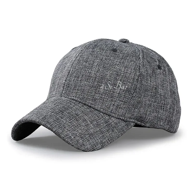 Summer Dad Faux Linen Sun Cap Male Cool Sports Hat Big Head Man Baseball Caps Adjustable Leisure Men Women Shade Sport Gorras