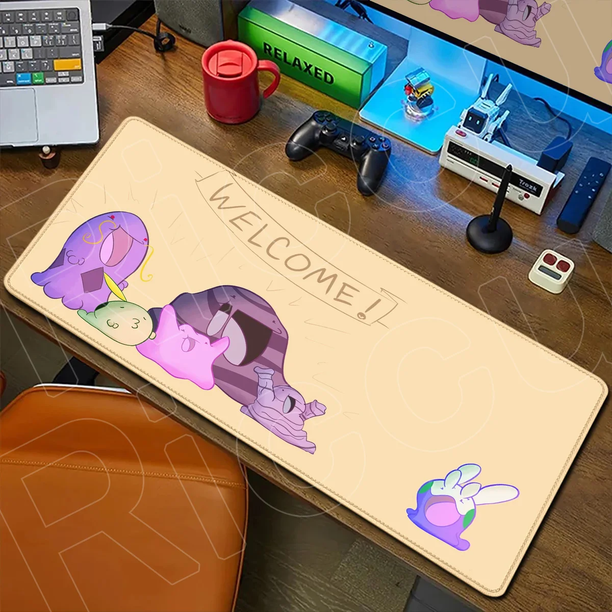 

900x400mm Computer Keyboard Desktop Mats Hot Gaming Anime P-Pokemon Ditto Mouse Pad Large Non-slip PC Rubber Accessories XXL Rug