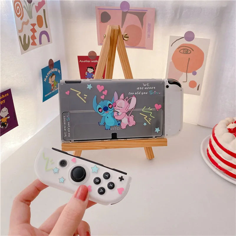 Disney Stitch Soft Case Charging Dock Station Cover Protective Shell for Nintendo Switch Oled NS Console Crystal Protector Skin