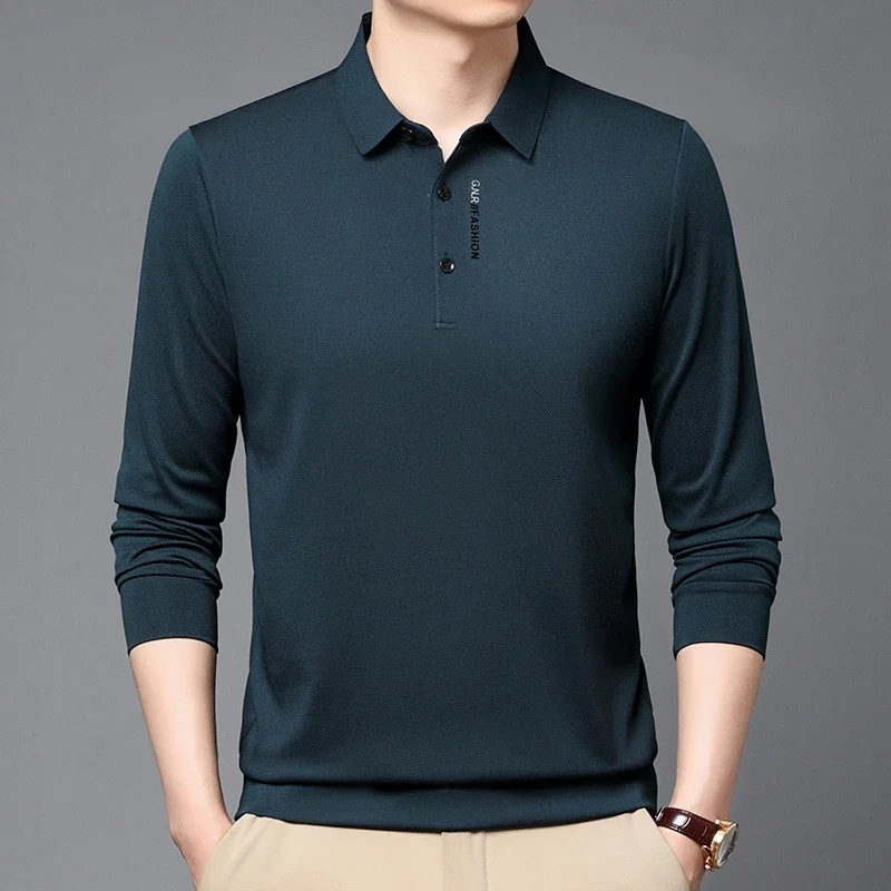 

Men's Long Sleeve Polo Shirt Wrinkle Resistant Casual Business Tops