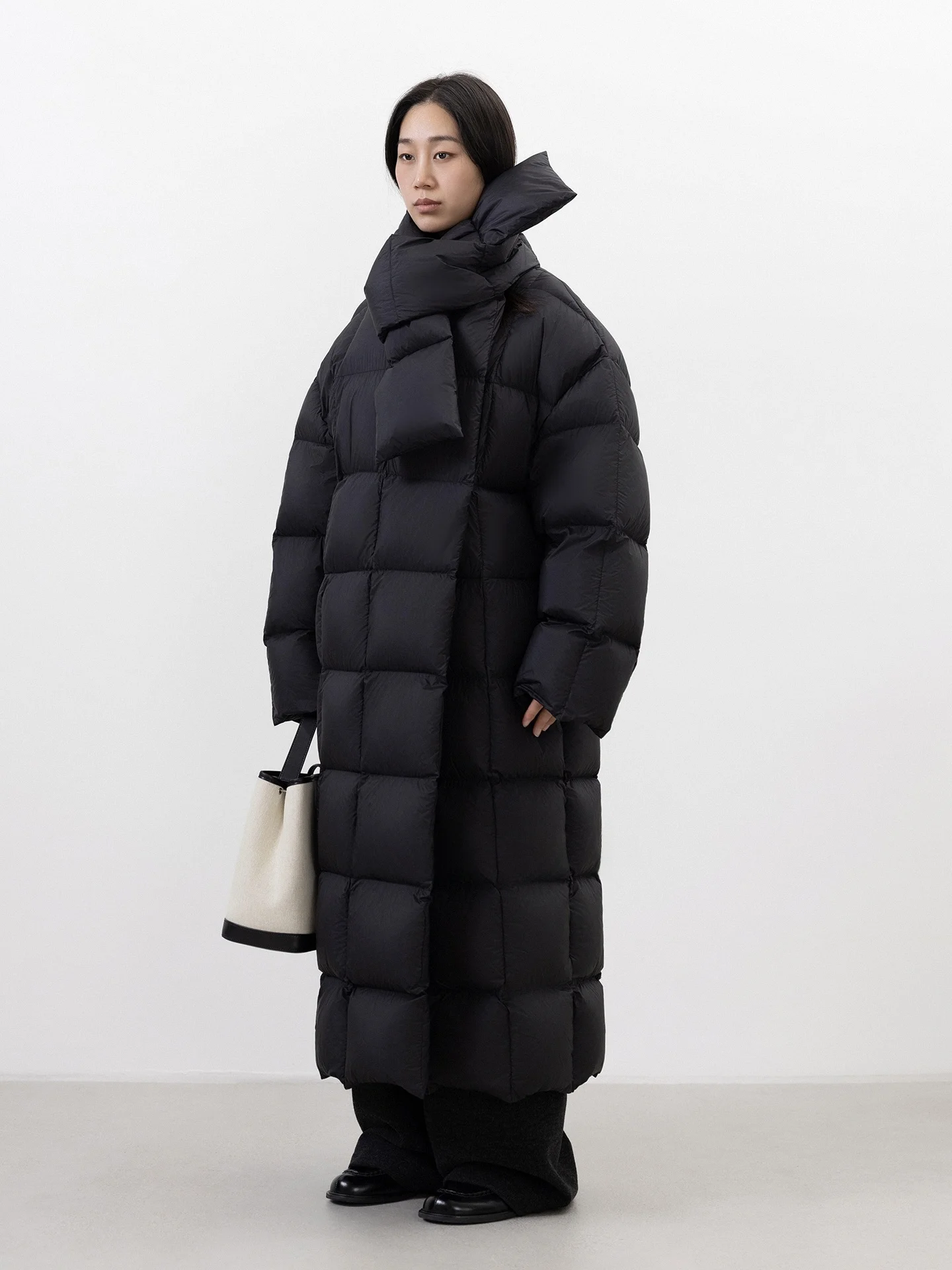 

Seei Special High Fill Power 95 White Du down Puffer Coat with Scarf Long Women's Faion Casual Sle Thi Winter Coat