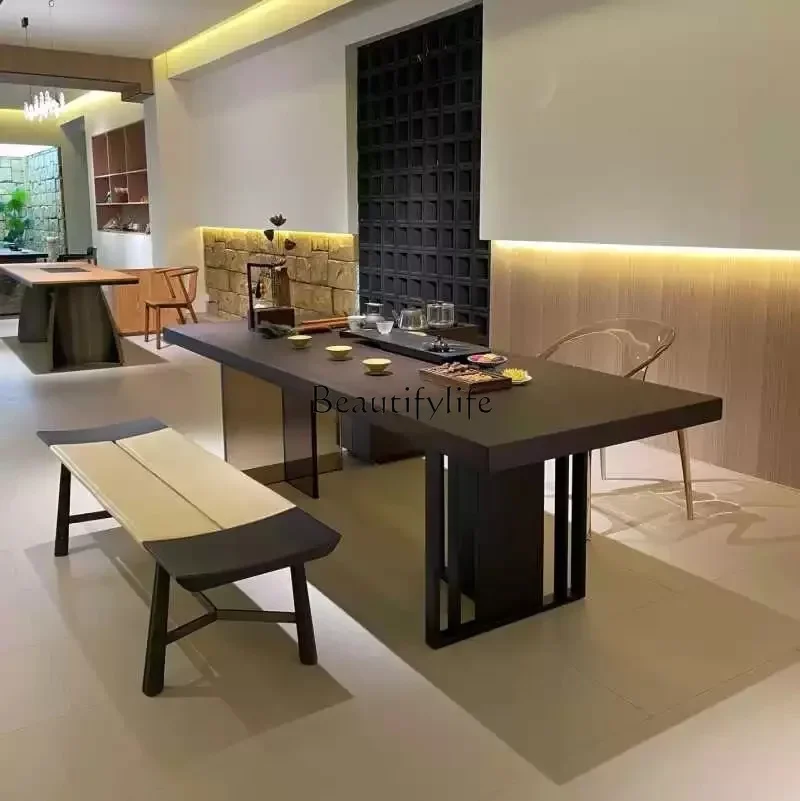 

FG52Solid wood home Zen tea table minimalist light luxury high-end walnut tea table and chairs