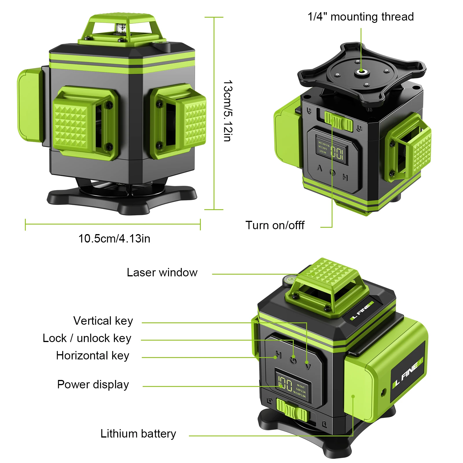 Lfine 4D 16 Lines Laser Levels 360°Self-leveling with Tripod and Suitcase Professional Horizontal And Vertical Laser Level Tool