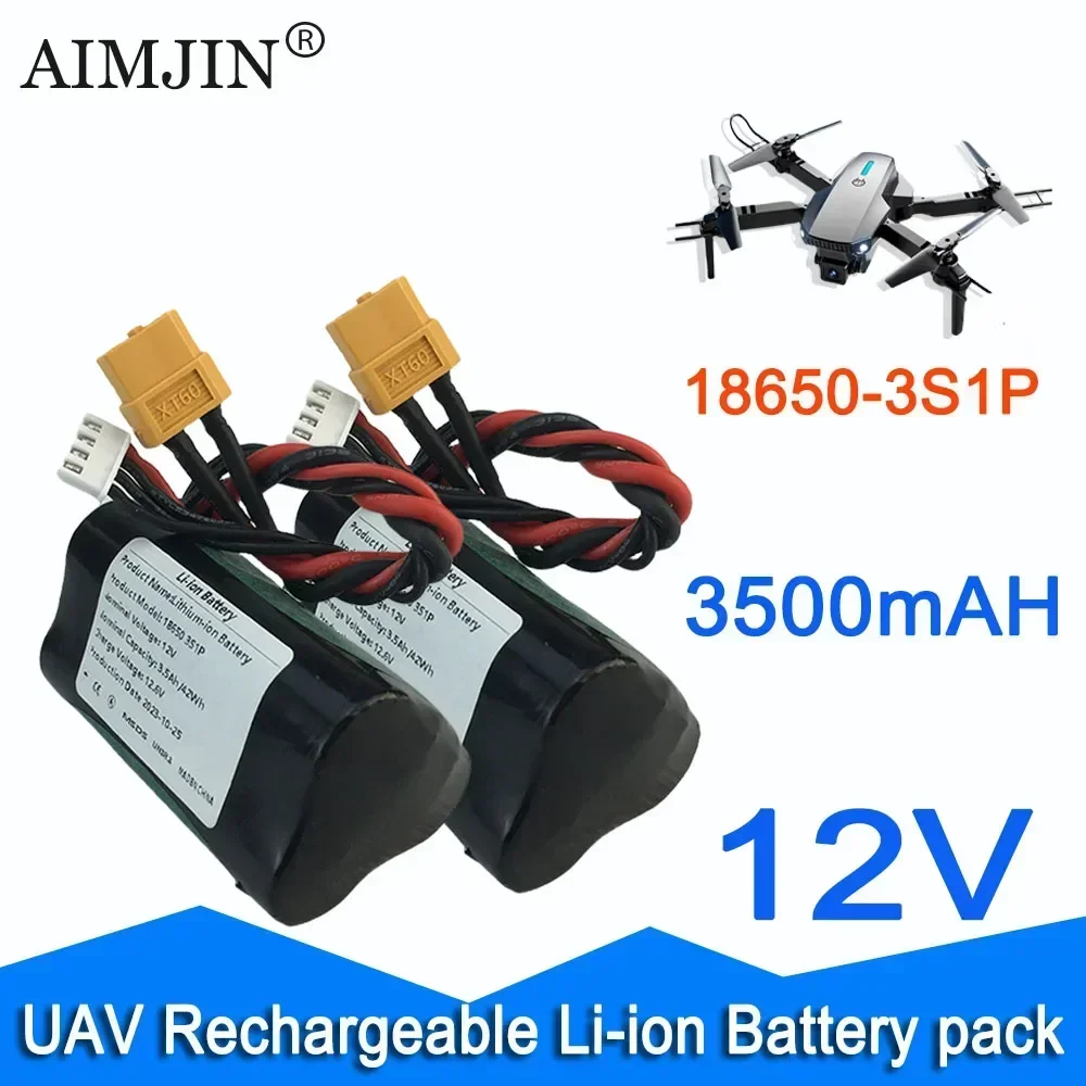 

42Wh UAV Rechargeable Li-ion Battery XH2.54+XT60 3S1P 12V 3500mAh , for Various RC Airplane Quadrotor Connector