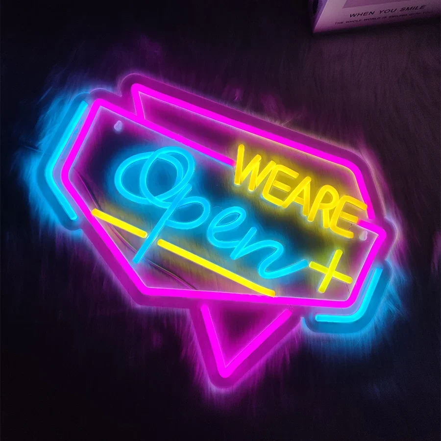 

Неоновые вывески «We Are Open» для декора стен, светодиодные вывески с питанием от USB для бизнеса, кофейни, магазина напитков, бара, пекарни, двери, окна отеля