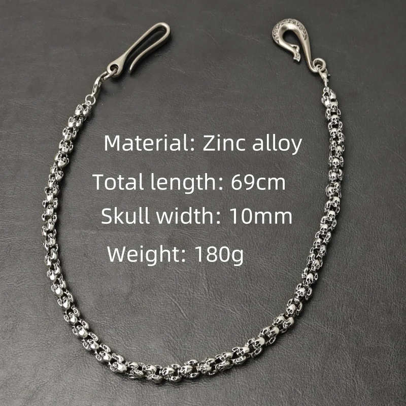 

2025 New Model Rotundity Skull Pants Chain Unisex One's Waist luxurious Accessories y2k Punk Hip Hop Key Chain Wholesaler