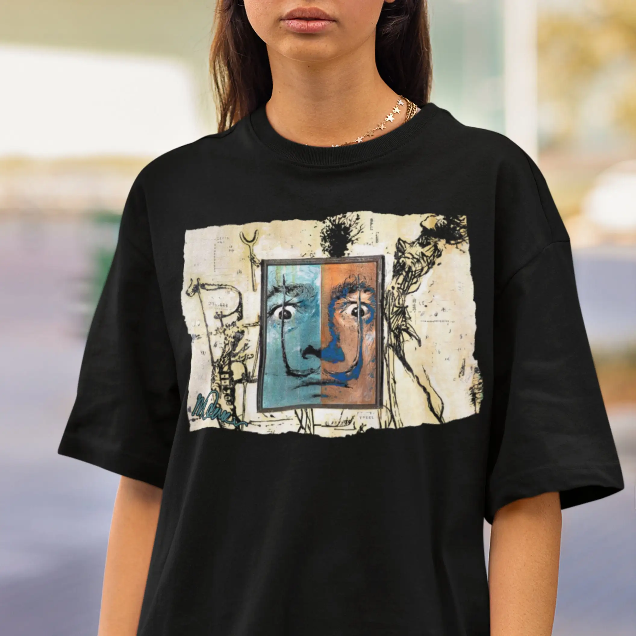 Abstract Artist Salvador Dali Portrait T Shirt Painter Vintage Art Legend Apparel Surrealist Lover Clothing