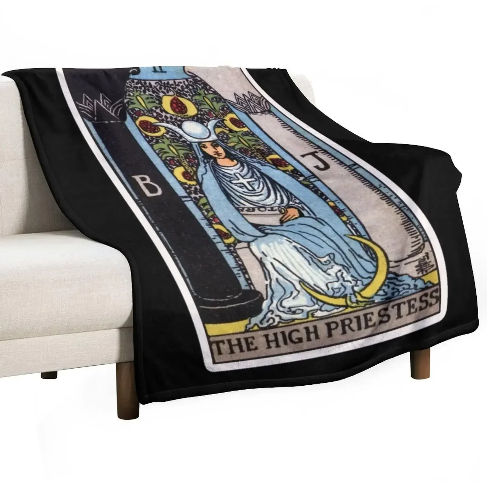 II. The High Priestess Tarot Card Throw Blanket Bed Soft Plaid Blankets