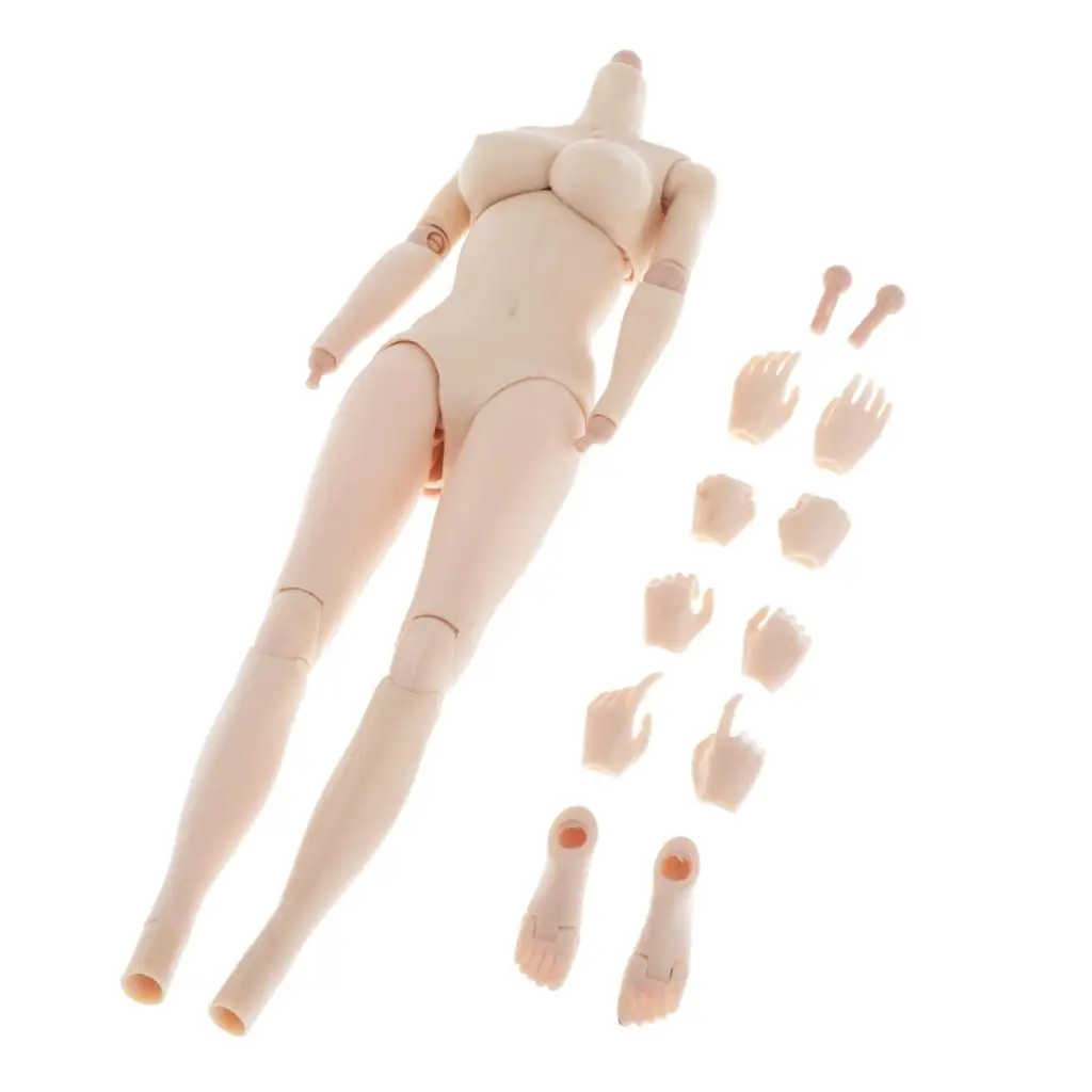 

12 inch Female Body Action Figure Full Set Accessories, Super Flexible Joints, Soft TPE Material, Fair Skin
