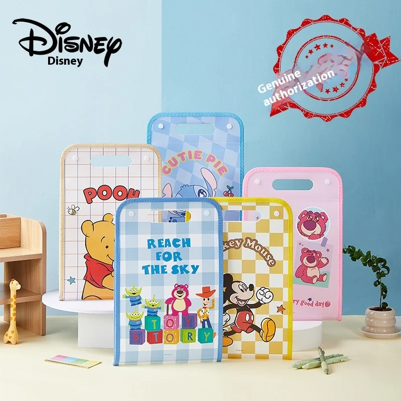 3pcs Disney Cartoon Organ Bag Office File Bag For Students A4 Large Capacity Laminated Paper Storage Bag For Students Gifts