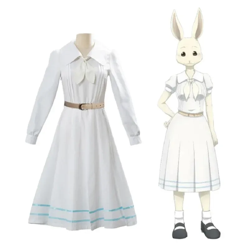 

New girl white Bunny ears bow tie princess maid cosplay uniform set customized