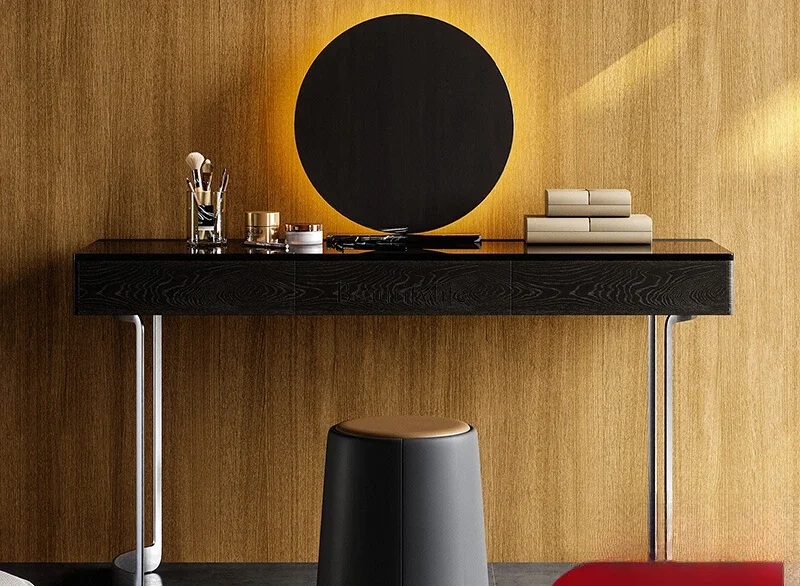 

Italian minimalist dresser retro style master modern minimalist high-end solid wood makeup table