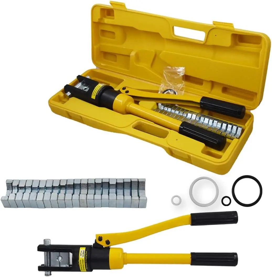 

16 Ton Hydraulic Wire Cable Lug Terminal Crimper with 11 Dies for Welding Cables, Power Wires and Electrical Cables -