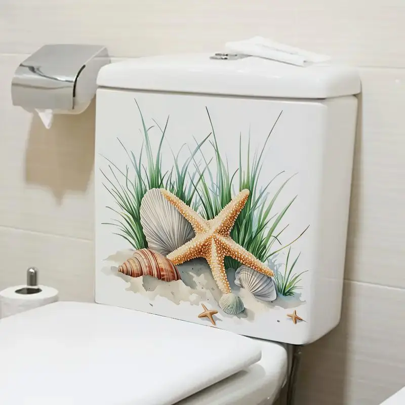 

Cartoon Marine Life Starfish Shell Toilet Sticker Bathroom Toilet Cover Sticker Wc Funny For Home BathRoom Decoration M1383