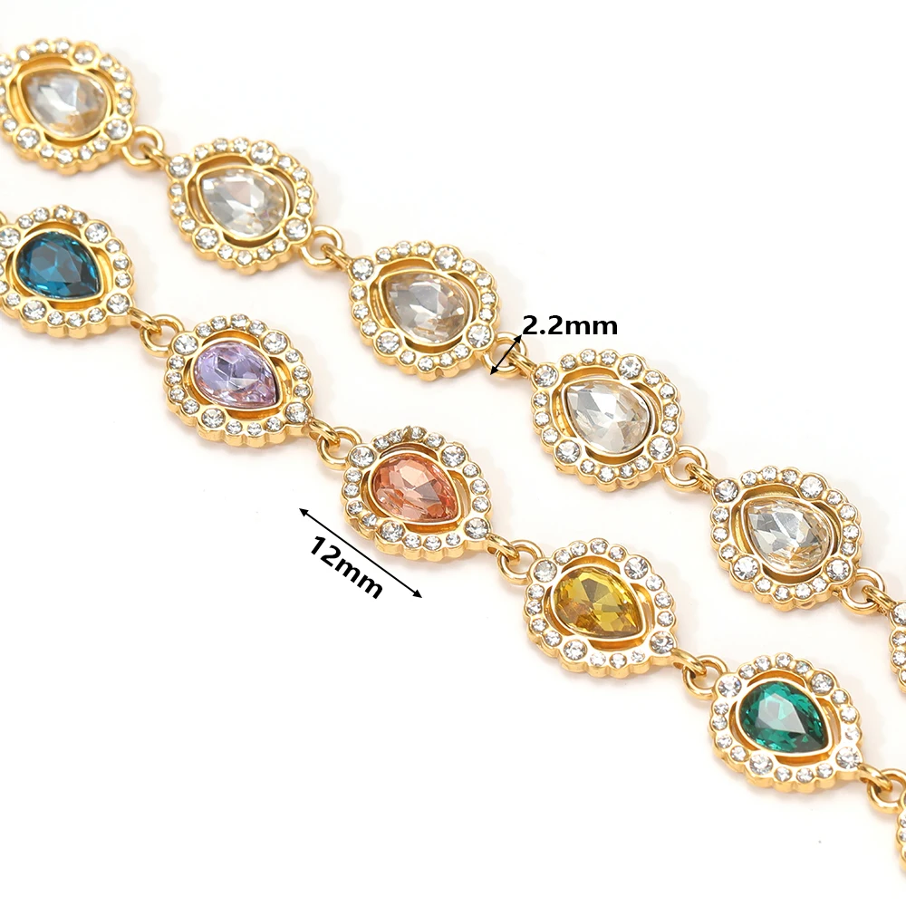 1 Meter Stainless Steel Oval Drop Zircon Chains for DIY Women Necklaces Jewelry Making Bracelet Findings Waist Chain Accessories