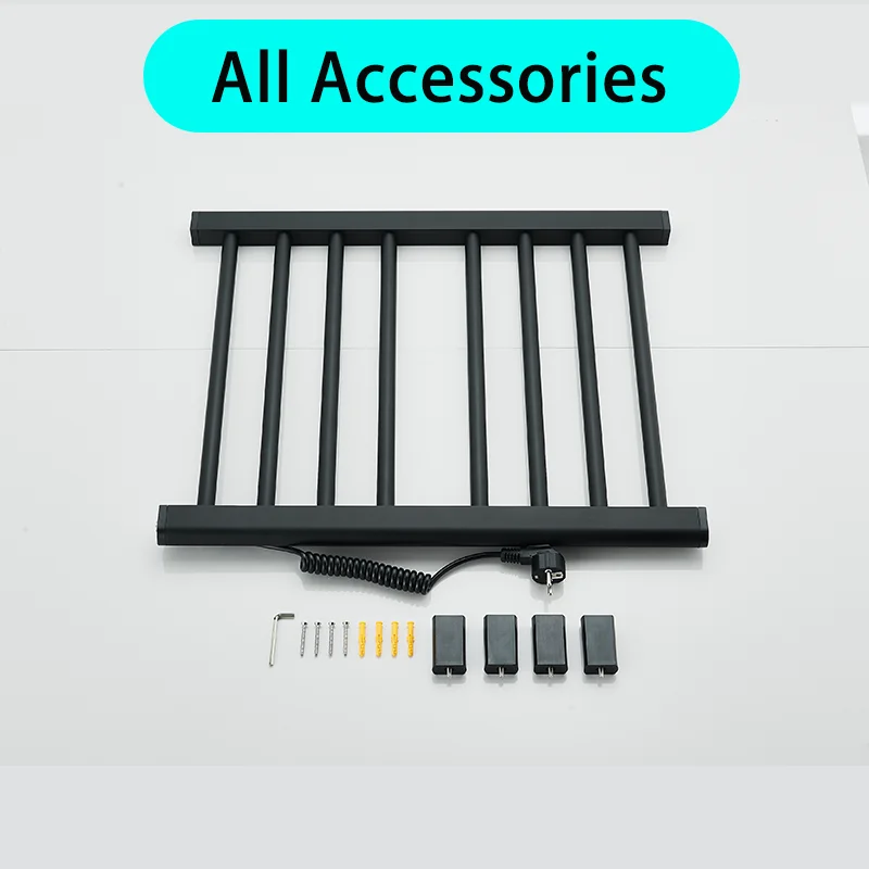 Electric Heat Towel Rack Bathroom Bathrobe Drying Rack Storage Rack Carbon Fiber Waterproof Towel Pol Wall mounted No Perforat