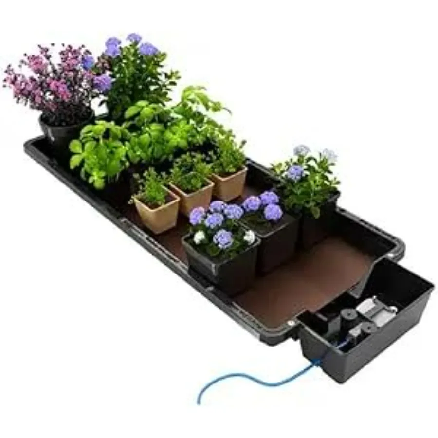 Tray2Grow System - Standard Tray2Grow with 25 Gal FlexiTank - Self-Watering Gravity-Fed Hydroponic Indoor System Black
