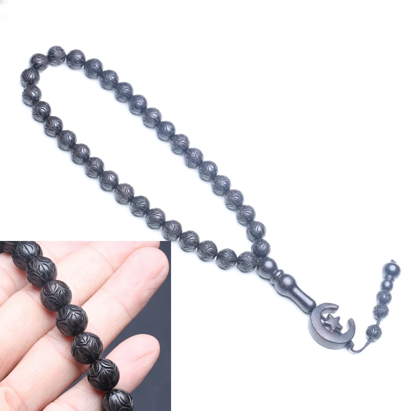 

Ebony Wood Prayer Beads, Natural Black, 10mm 33 Beads - Suitable for Daily Use & Blessing Gifts