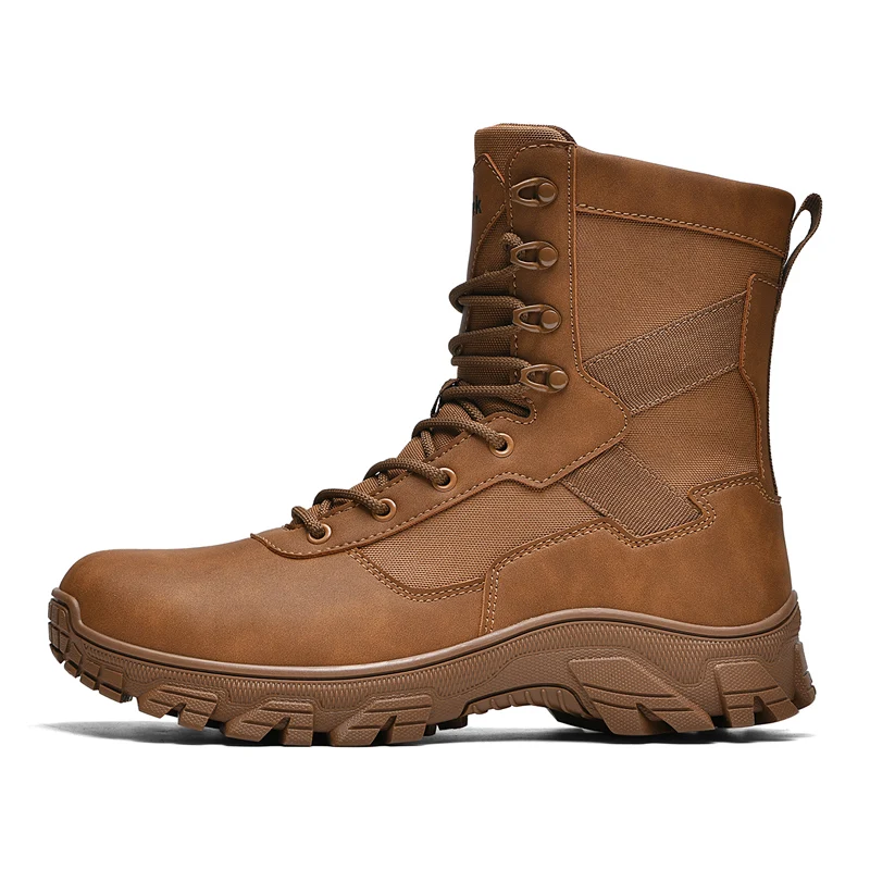 

High-quality Waterproof Boots for Men's Large-sized Outdoor Battlefield Training Hiking Boots Mid Top Tie Shoes Zapatillas Male