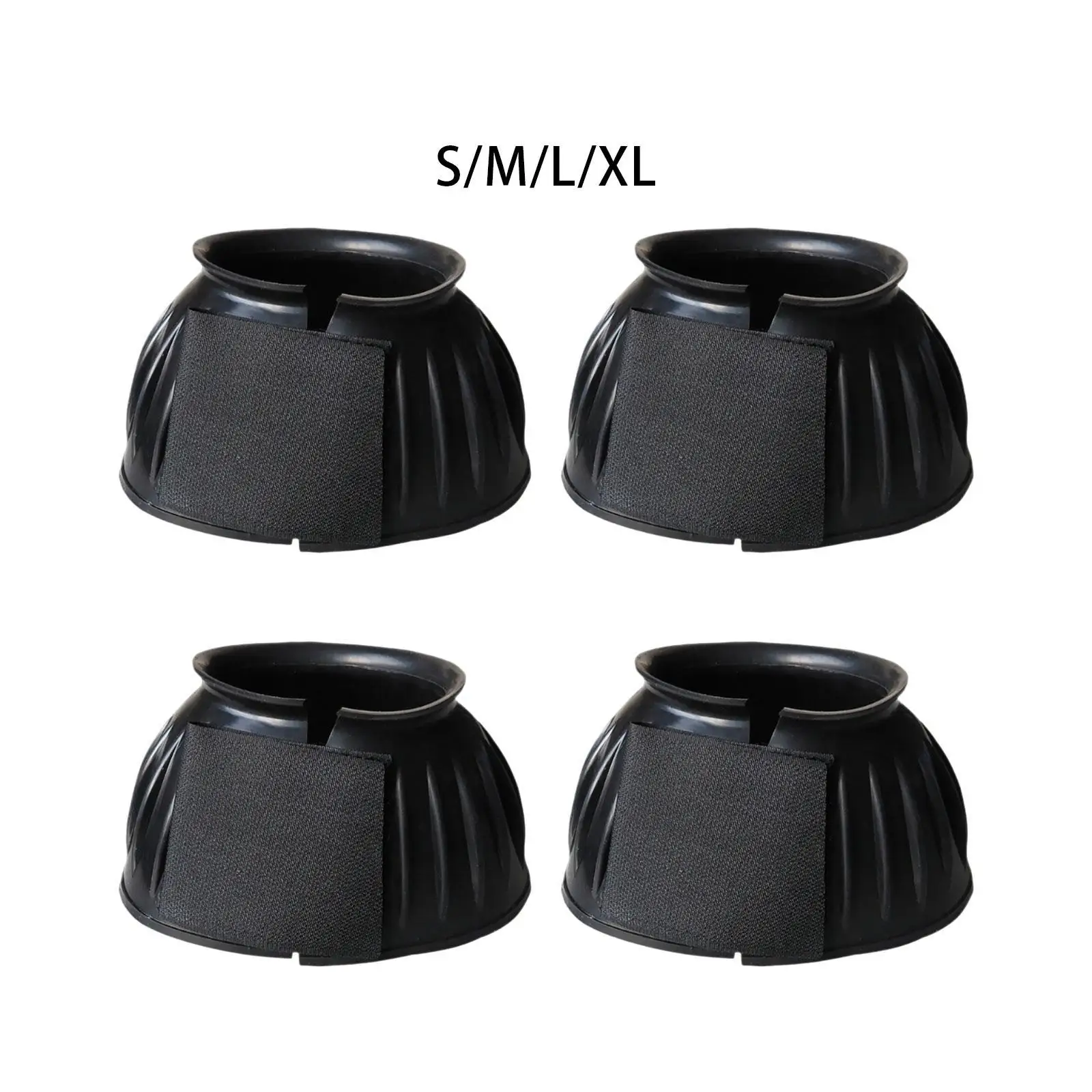 4x Horse Hoof Boot Protect Equine Shoe Professional Rubber Bell Boots for Running Outdoor Racing Riding Equestrian Activity