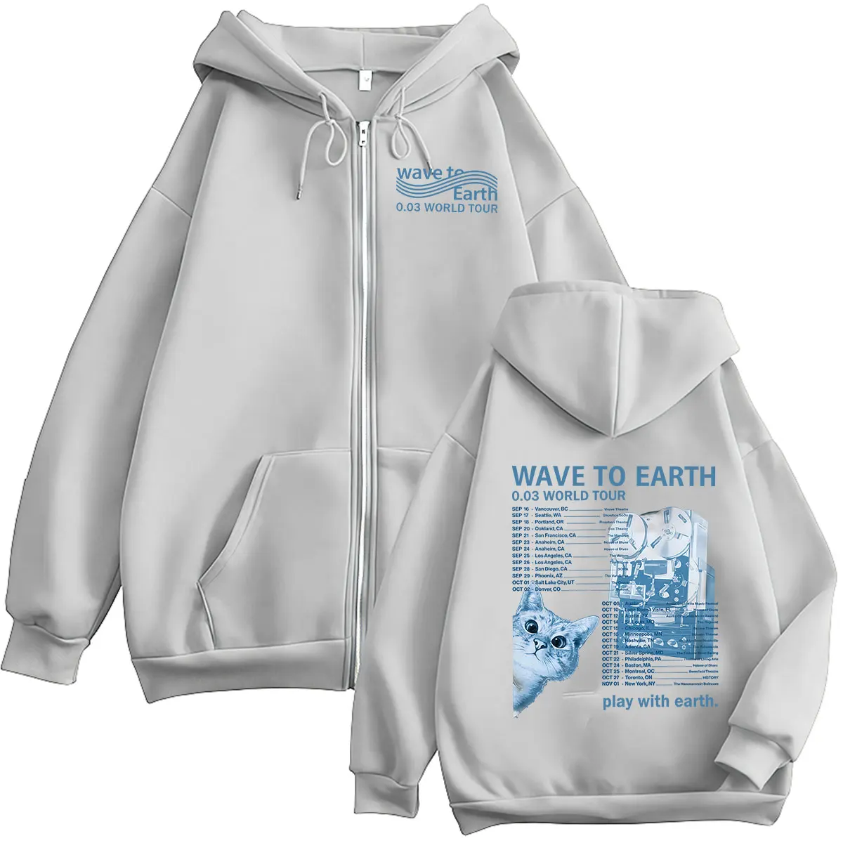 Wave To Earth Cat 0.03 World Tour 2026 Reißverschluss-Hoodie für Herren und Damen, Kpop-Mode, langärmelig, übergroße Jacke, Sweatshirt, Streetwear – Detail 7