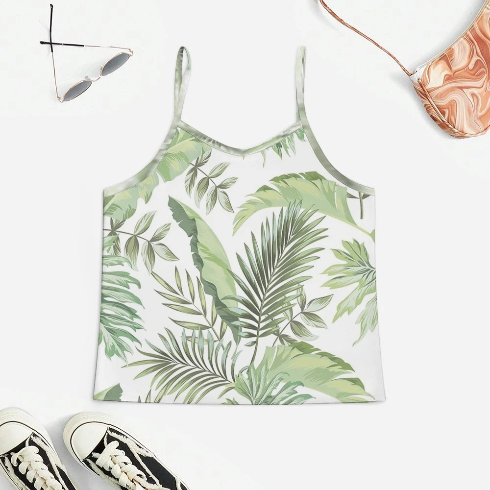 Summer New Sleepwear Casual Leaf Printing Tank Tops and Shorts Lingerie Set Pajamas Luxury Elegance Homewear