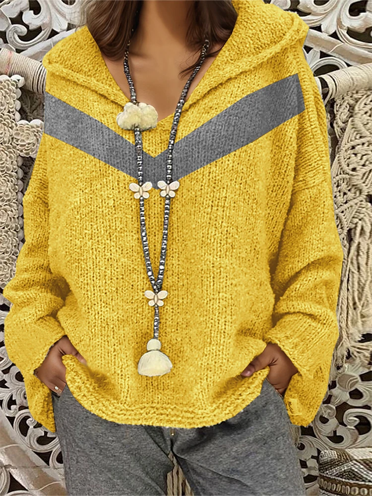 

Plus Size Women's Cable Knit Hoodie Women's Knit Pullover Sweater Loose and Comfortable Casual Thick Trendy and Warm