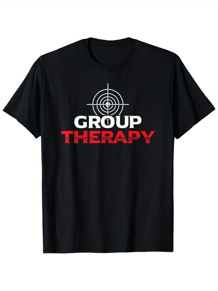 Men's Group Relax Gun Range  -  Retro Style with Red & White Target pattern -100% cotton short sleeve O-neck printed T-shirt.