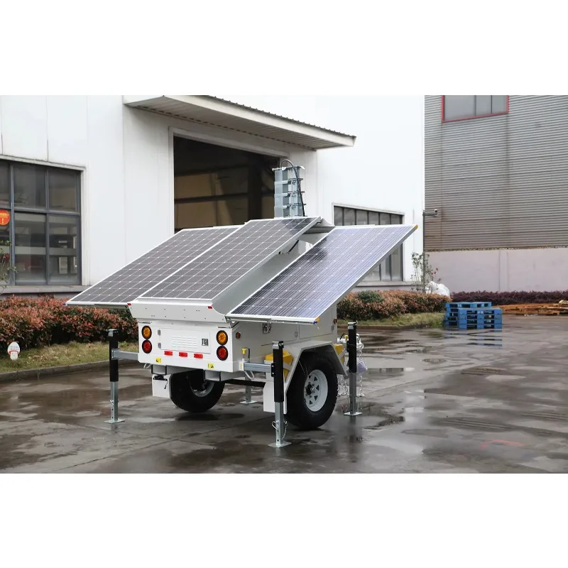 2024 Mobile Solar Trailer Generator Factory Solar Powered MPPT Controller Pure Sine Wave Inverter Remote