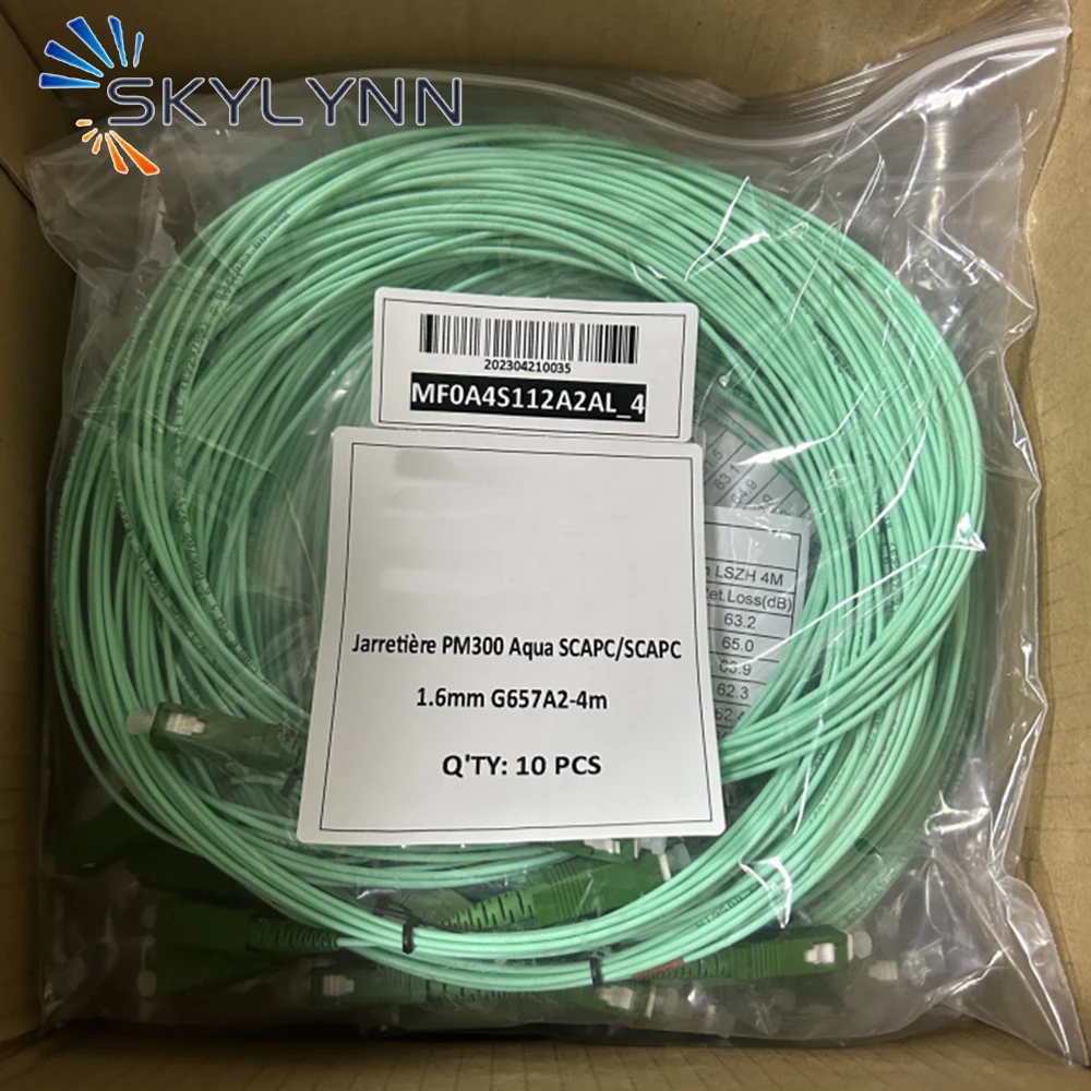 100PCS 4M Jarretière SC/APC SM G657A2 SX Core 1.6mm Diameter Fiber Optic Patch Cord With LSZH Aqua Jacket and Red Tube Socket