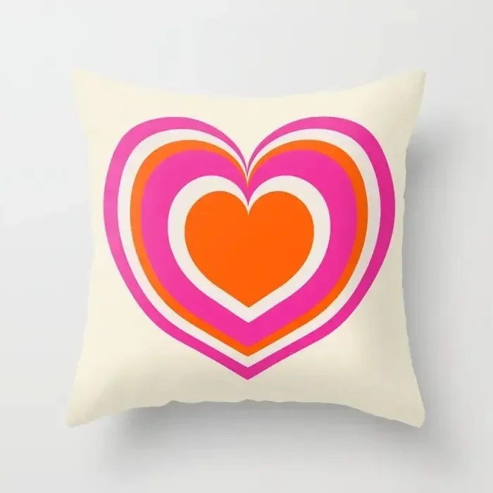 Retro Rainbow Love Pillow Case Bump Color Dopamine Wind Print Wear-Resistant Removable Living Room Sofa Bedroom Pillowcas view 4