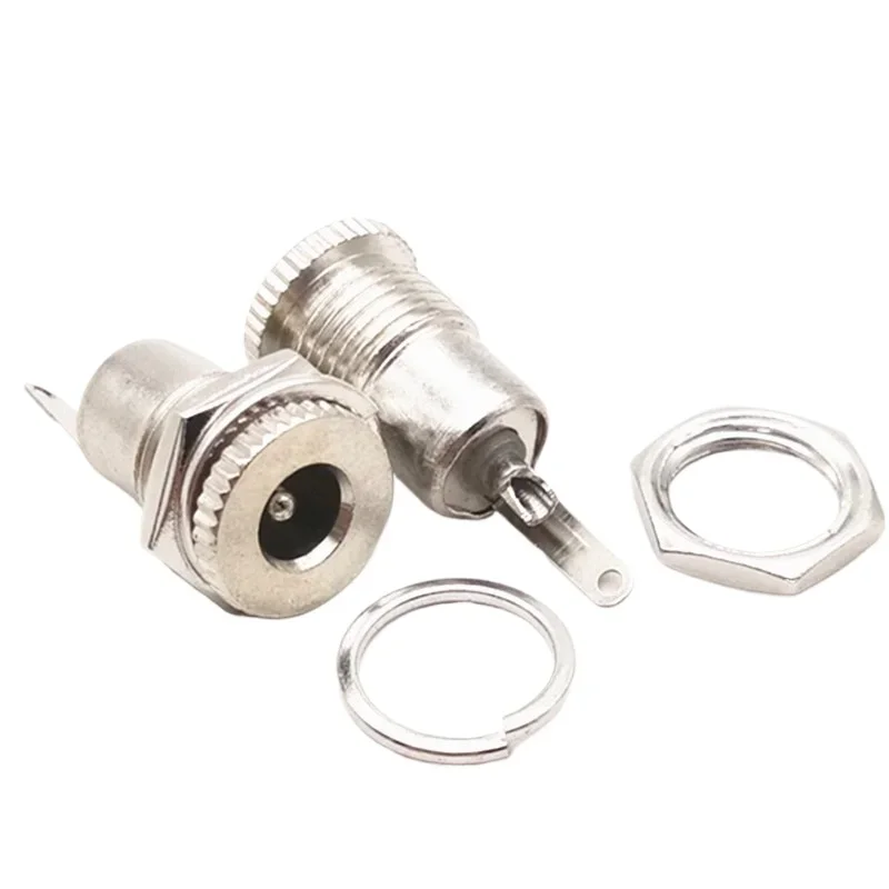 DC099 5Pcs 5.5x2.1mm & 5.5x2.5mm Female Panel Mount DC Power Jack Socket, Metal Copper Connector, Durable Reliable for Devices