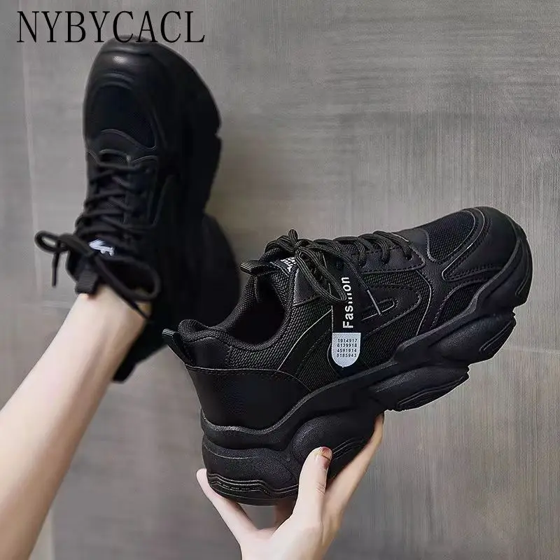 Women Breathable Mesh Platform Sneakers Casual Vulcanized Shoes Flat Summer 2022 Women's Thick-soled Platform Vulcanized Shoes