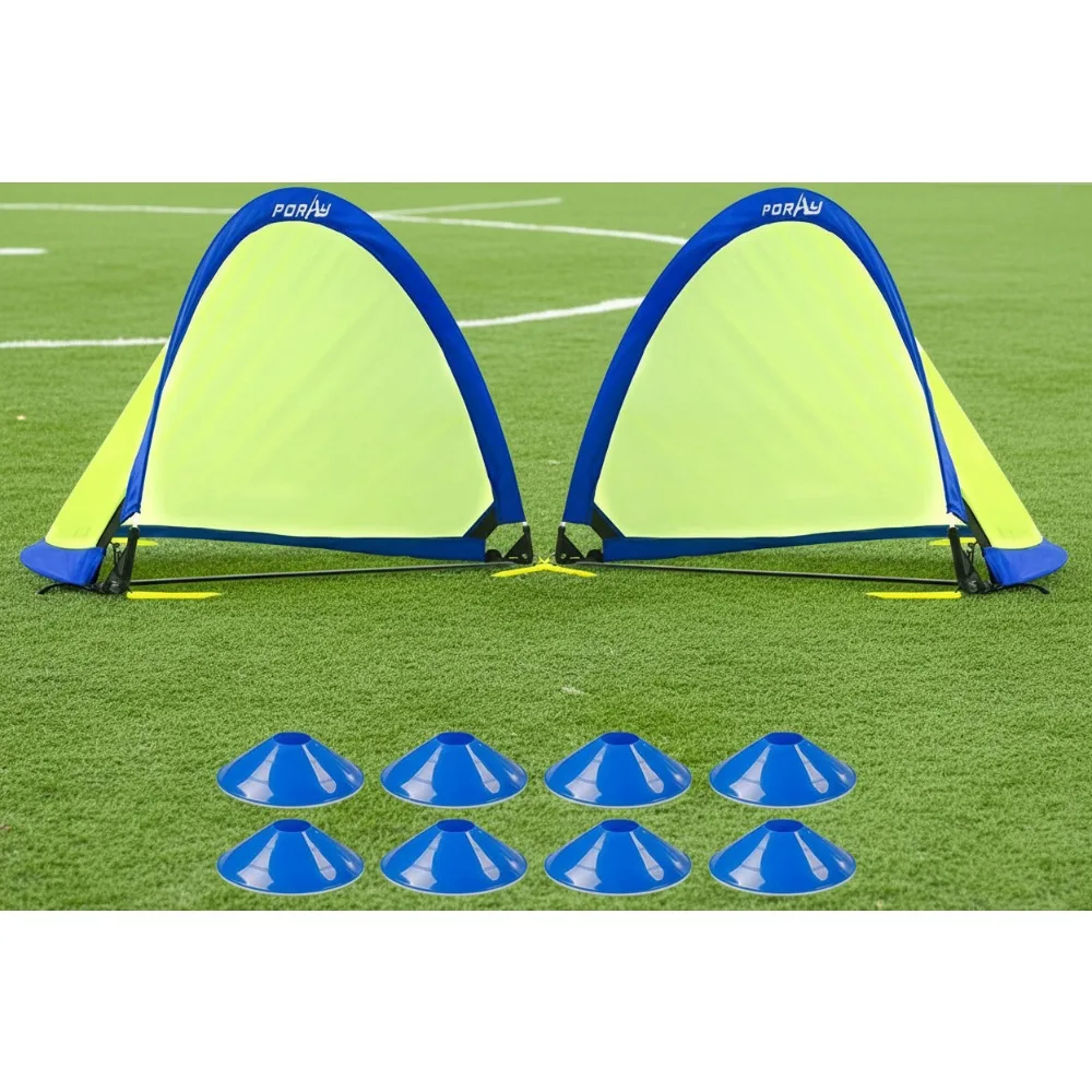 

Детский набор всплывающих футбольных ворот с 8 конусами, портативная, простая установка, тренировочная сетка на заднем дворе