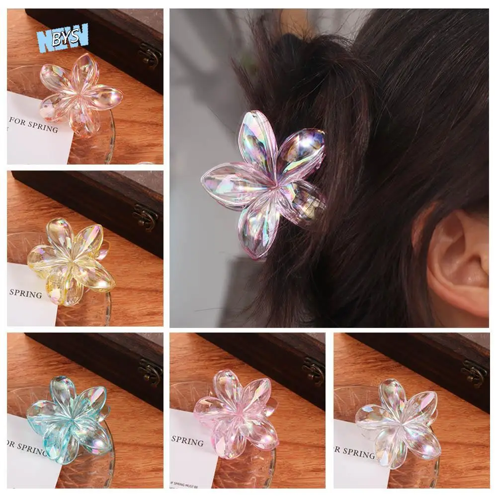 

Cute Hairpin Flower Hair Clip Grab Clip Plastic Transparent Hair Clip Hair Accessories Blingbling Large Hair Claw Girls