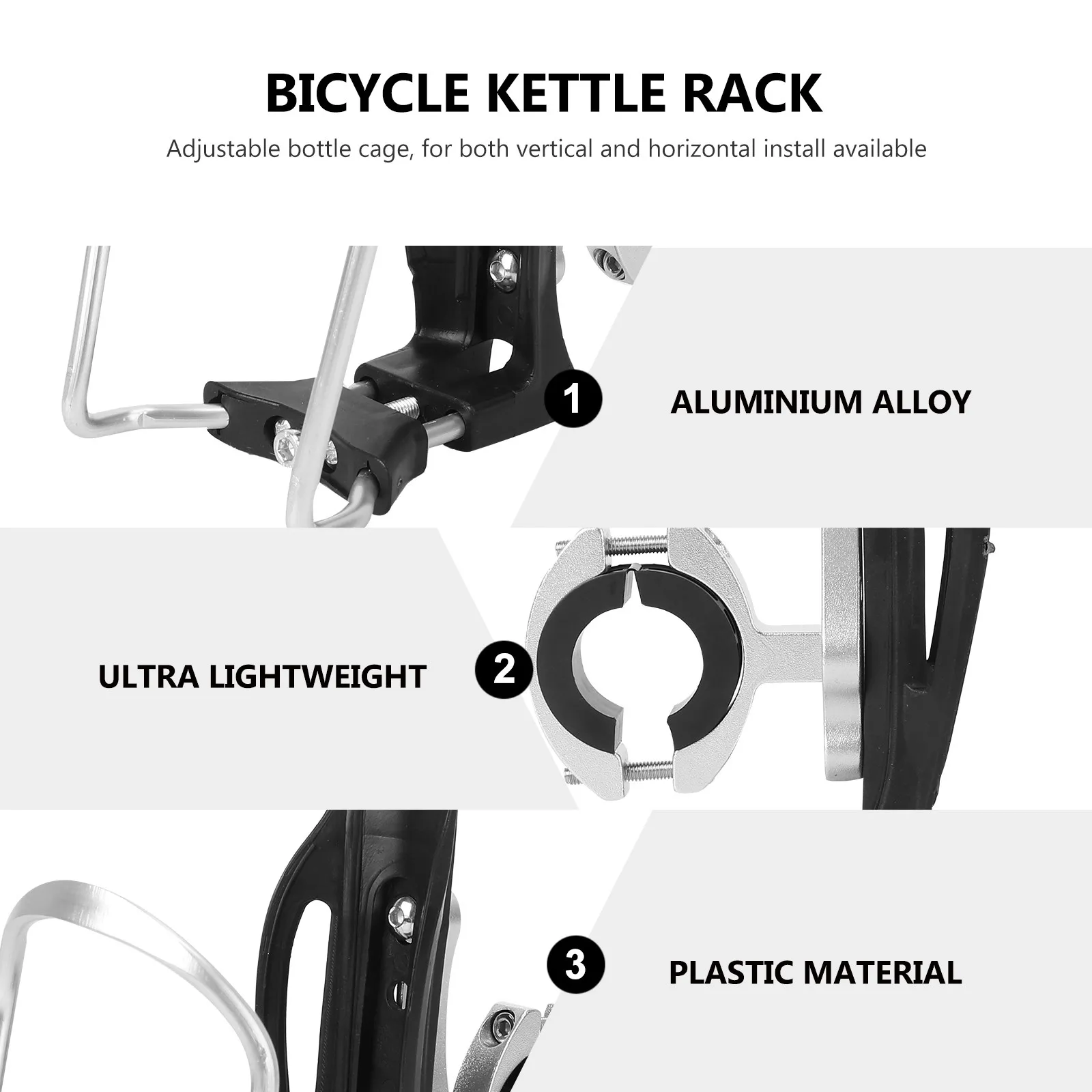 

Adjustable Bike Water Bottle Holder Aluminium Telescopic Cage Silver Cycling Bottle Rack Lightweight Mounting for Mountain Road