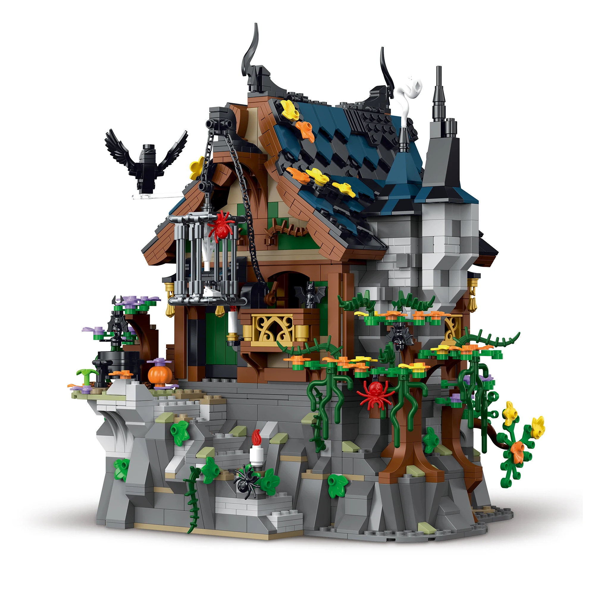 1964 PCS middeleeuwse tovenaarshut magisch kasteel assemblagespeelgoed, huismodel bouwstenen straatscène serie, kinderspeelgoed cadeau