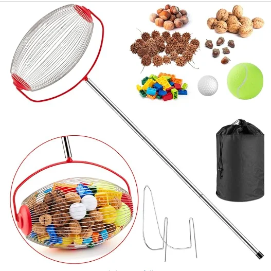 Nusssammler, rollender Nusssammler, Pflücker, verstellbar, leicht, manuelle Werkzeuge für den Außenbereich zum Pflücken von Walnüssen, Pekannüssen, Golf und Ball – Detail 4