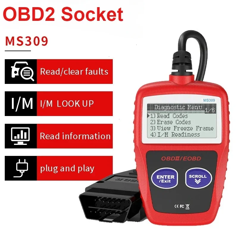 Car Fault Diagnosis Instrument OBD2 Clear Fault Codes Diagnostic Scanning tools MS309 CAN BUS Engine Trouble Code Reader