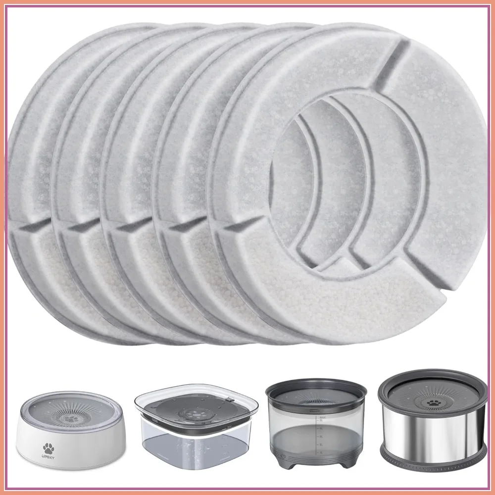 

5PCS Replacement Filters for 2.5L-6.5L Dog Water Bowls, Compatible with 84oz-1.6 Gallon