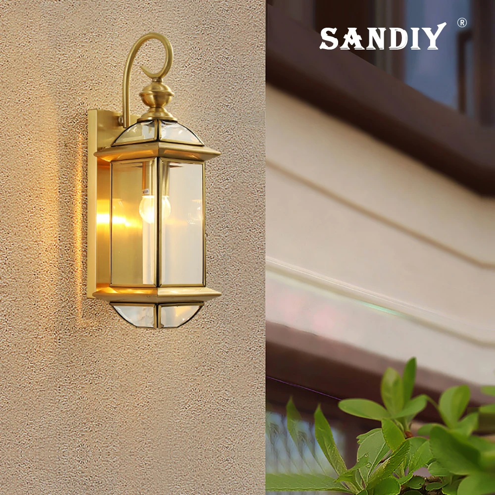 

SANDIY Outdoor Wall Lights Copper Waterproof IP65 Gate Lights Garden Villa Outdoor Terrace Fence Gate Post Patio Lights E27
