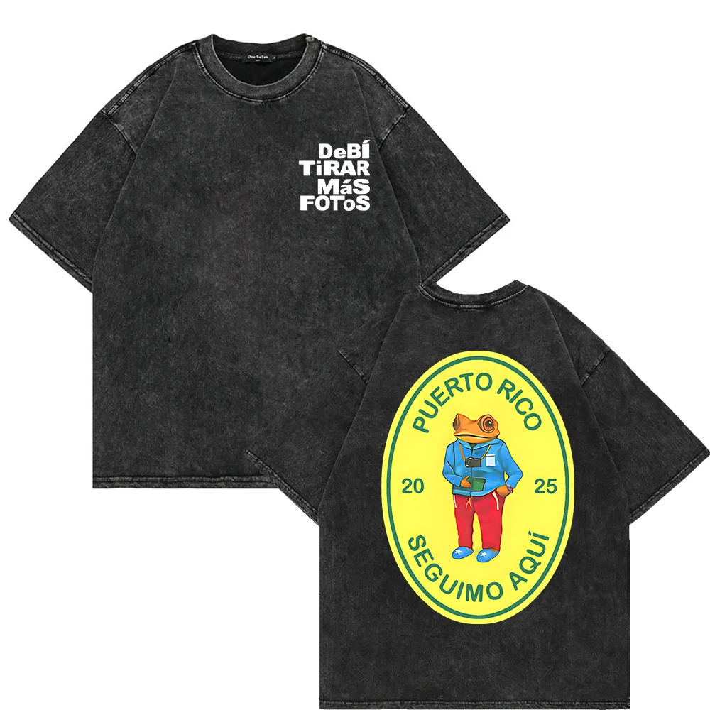 

Футболка мужская Bad Bunny Debí Tirar Más Fotos World Tour 2025 2026, DTMF Funny Frog, оверсайз, 100% хлопок, абрикосовая, винтажная, с эффектом потертости