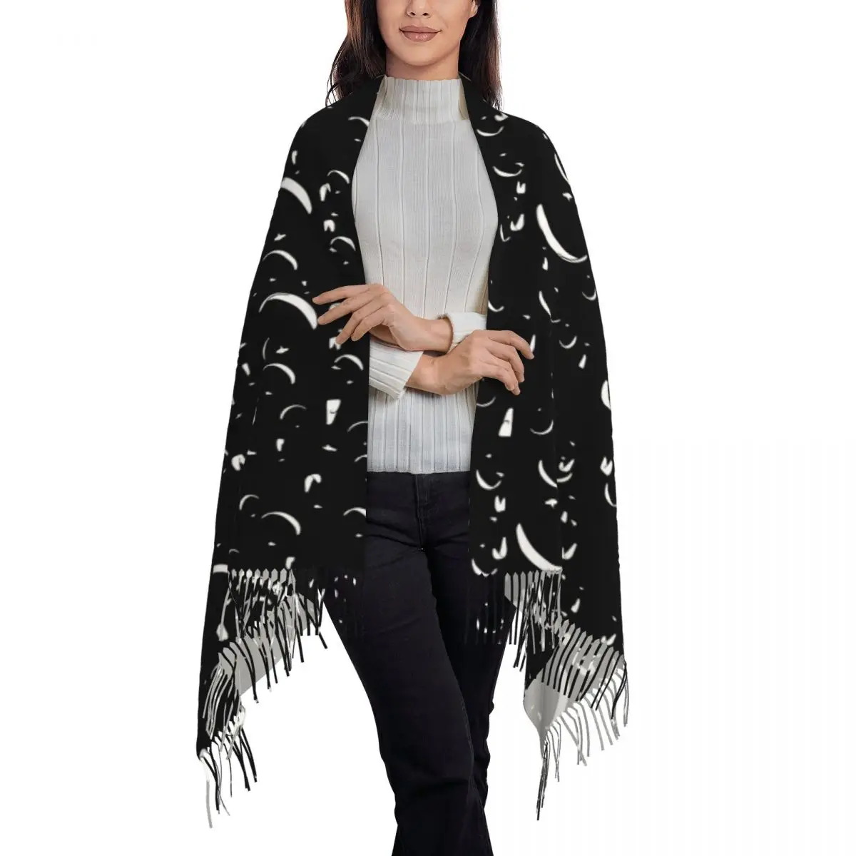 Paragliding Competition (black) Scarf Tassel Scarves for Women Soft Warm Shawls and Wraps Long Fall Winter Shawl Wrap